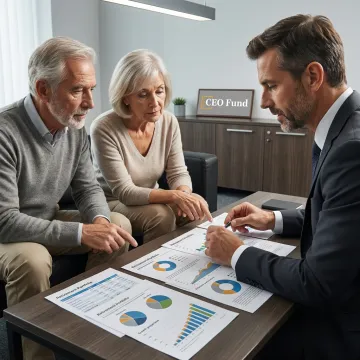 Retirees meeting with investment fund advisor