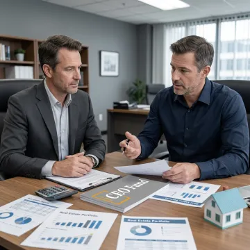 Advisor reviewing investment documents with client