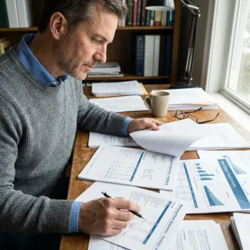 Investor reviewing fixed income portfolio documents