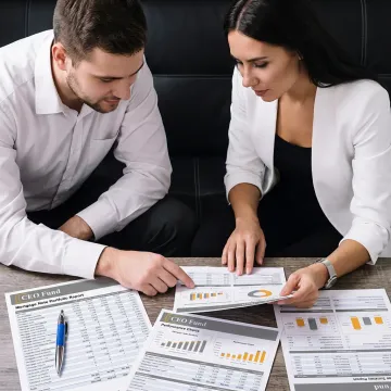 Fund manager reviewing investment documents