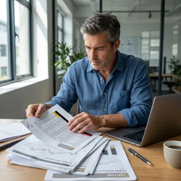 Fund manager reviewing private investment portfolio