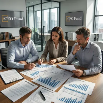 Fund managers reviewing real estate investment documents