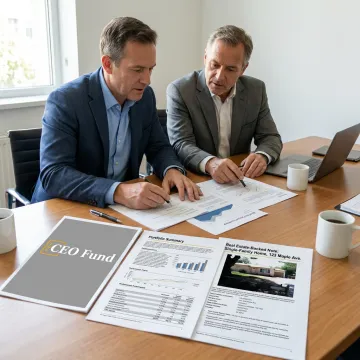 Investor reviewing fund documents with financial advisor
