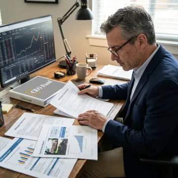 Investment banking advisor reviewing real estate portfolio