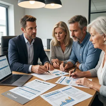 Advisor reviewing wealth strategy with investors