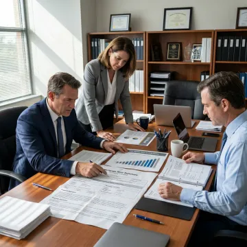 Private asset management professionals reviewing investments