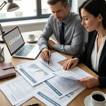 Private wealth advisor reviewing investment documents