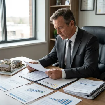 Fund manager reviewing real estate investment documents