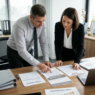 Investor reviewing fund documents with advisor
