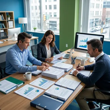 Fund managers reviewing mortgage investment portfolio