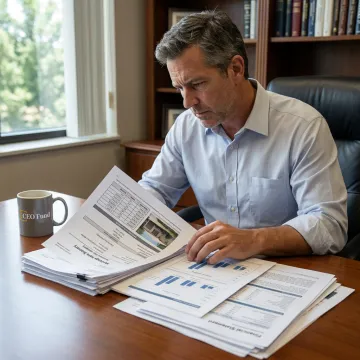 Investor reviewing financial documents with fund manager
