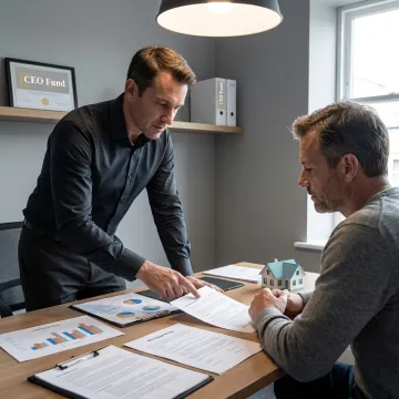 Financial advisor reviewing real estate-backed investment portfolio