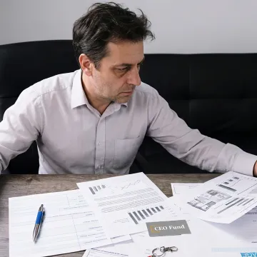 Fund manager reviewing real estate investment portfolio