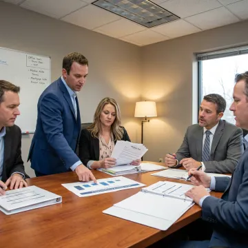 Wealth investment team reviewing real estate-backed portfolio