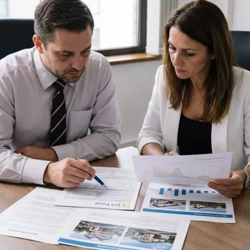 Fund managers reviewing investment strategy documents