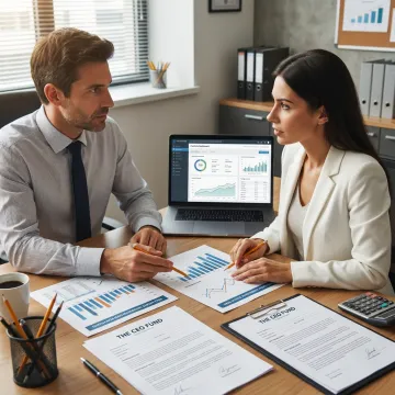 Wealth management team reviewing investment portfolio