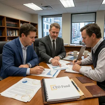 Fund manager reviewing investment documents