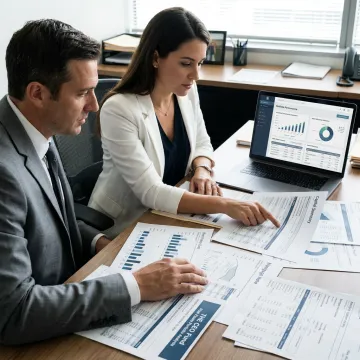 Real estate investment team reviewing portfolio strategy