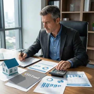 Investment manager reviewing real estate-backed portfolio reports