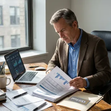 Investor reviewing real estate income fund documents