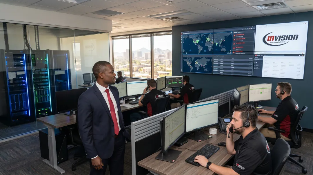 InVision Technology Solutions managed IT security monitoring dashboard and team support