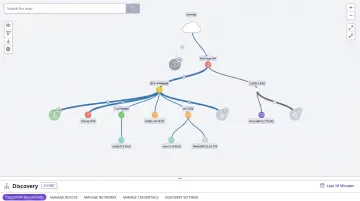 Cloud-based network topology map displaying real-time device discovery and connections