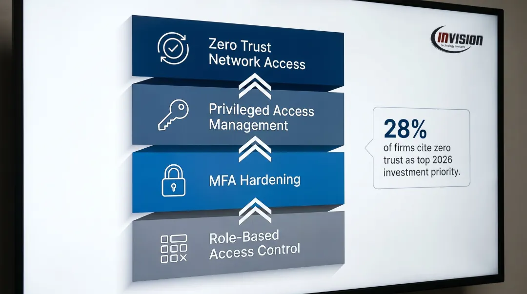 Identity and access management four-layer framework MFA PAM ZTNA role-based access controls
