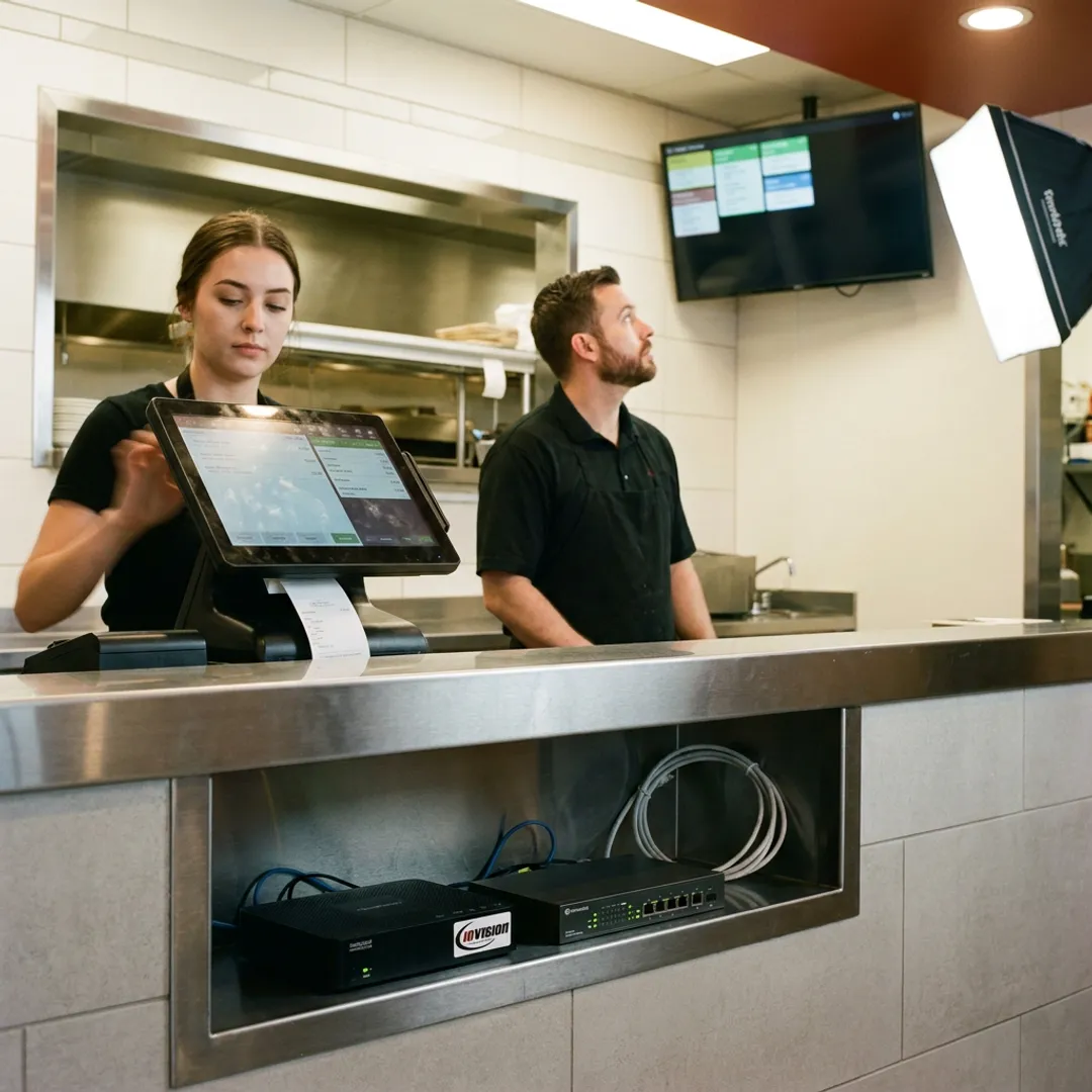 Restaurant staff using POS and IT systems
