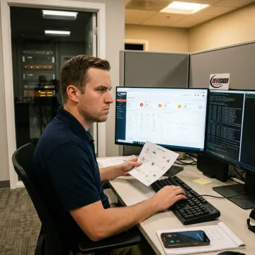 IT technician responding to an emergency support issue