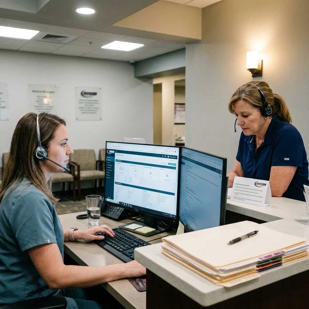 Healthcare staff using a cloud phone system