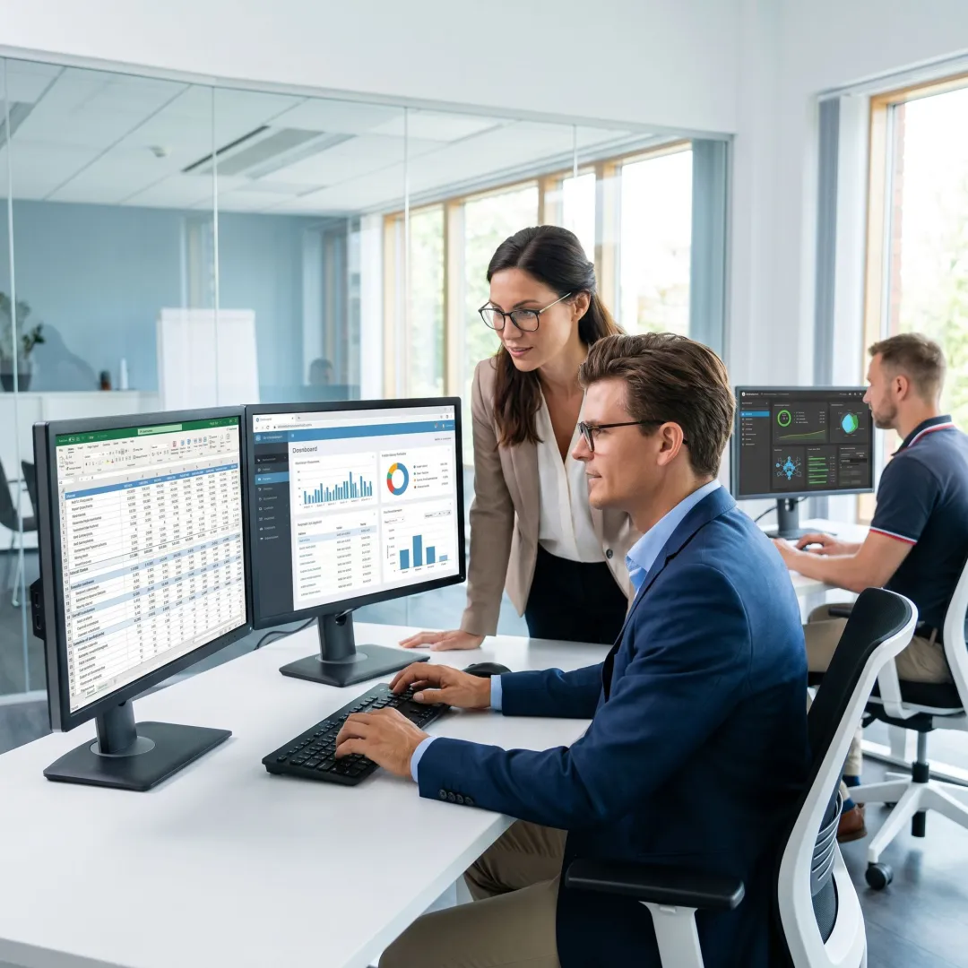 Accounting firm staff working with secure IT systems