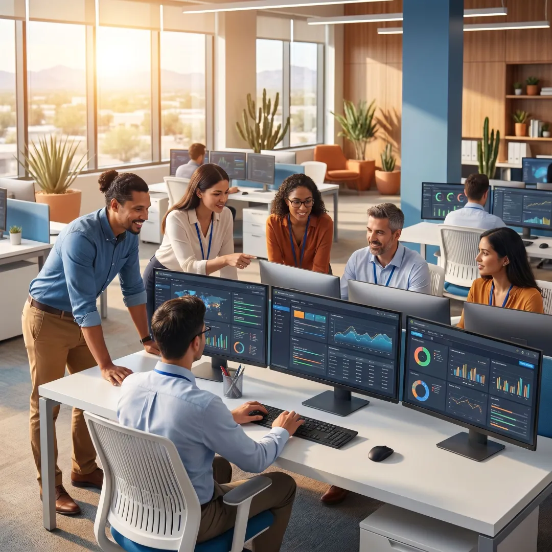 Co-managed IT support team assisting a business office