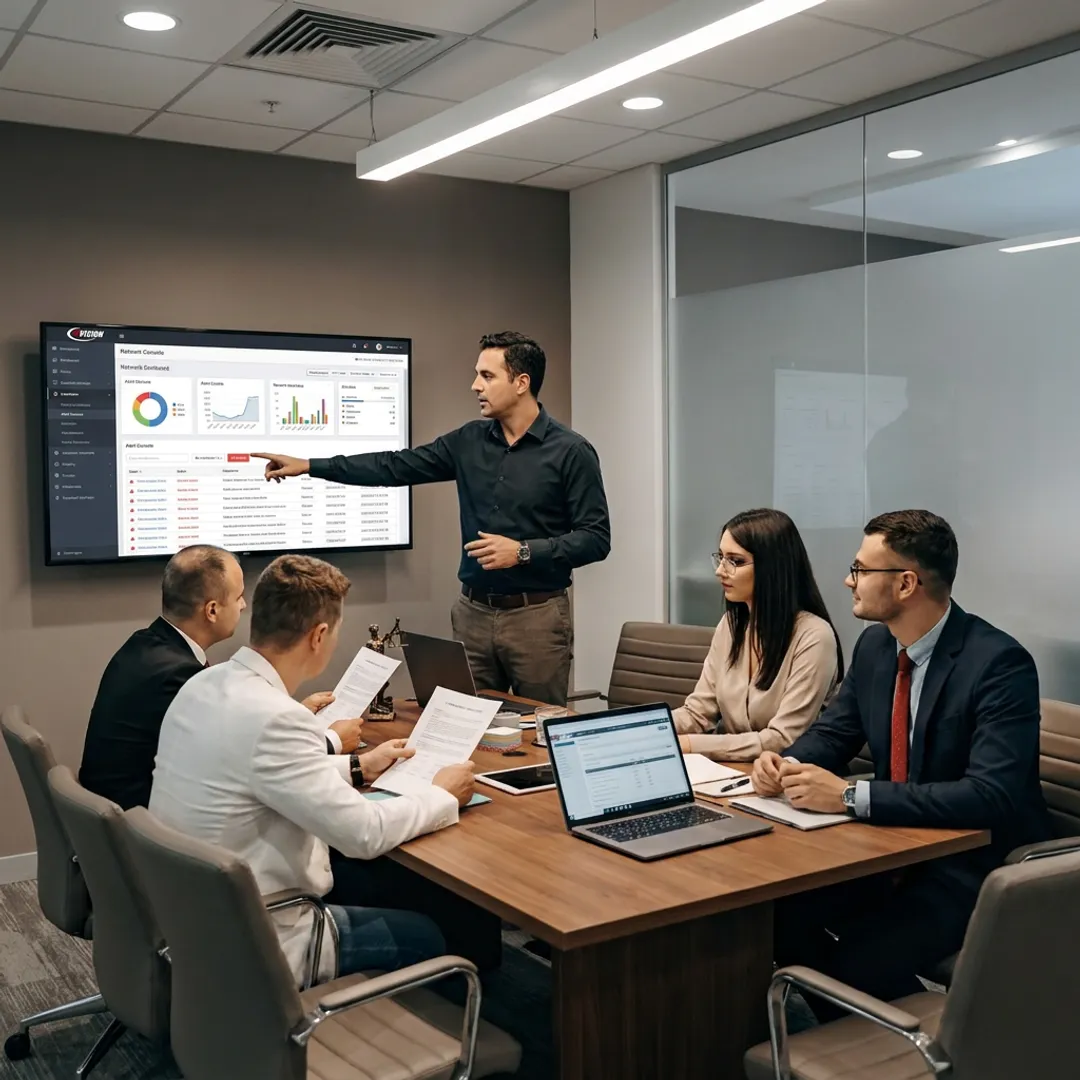 Law firm cybersecurity team reviewing secure systems