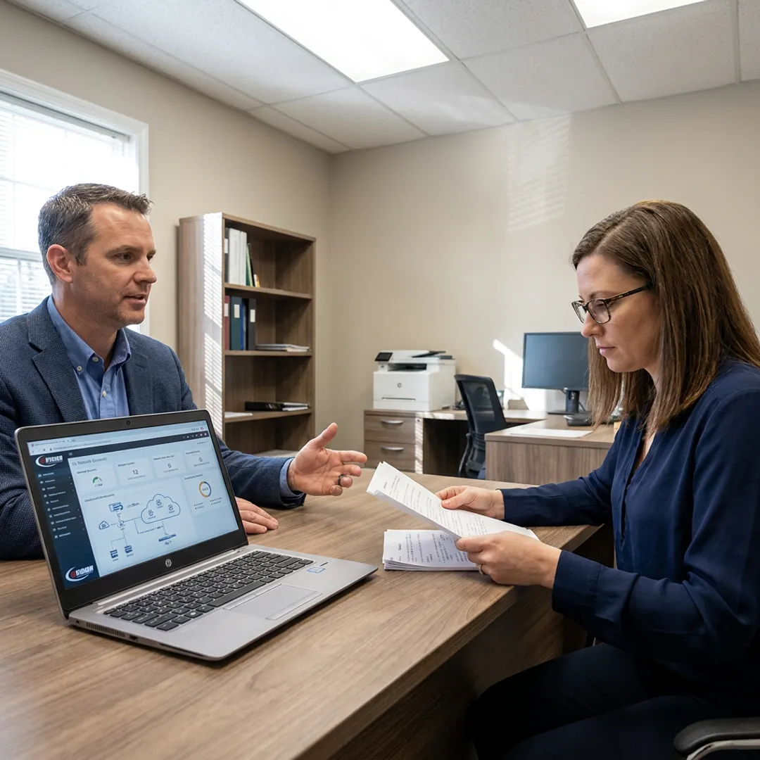 IT consultant advising a small business owner
