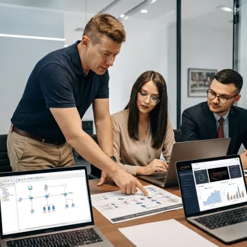 Small business IT consultant reviewing systems