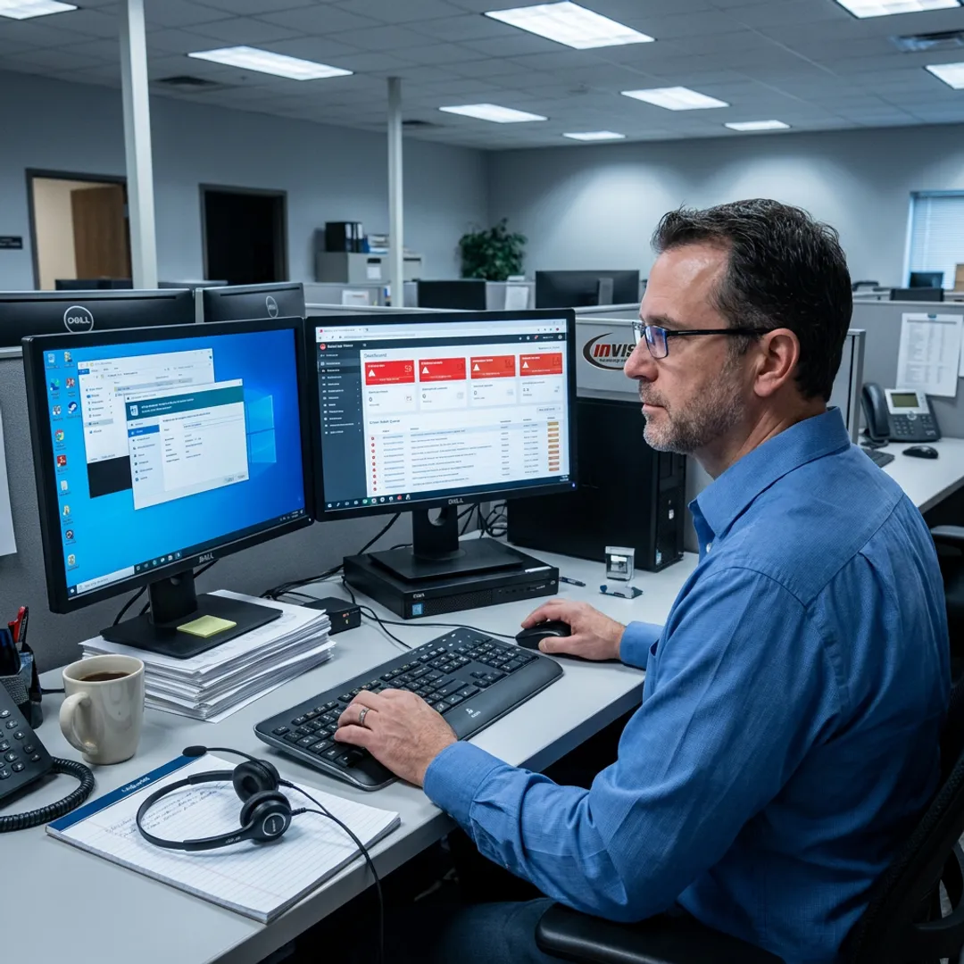 Small business receiving remote IT support