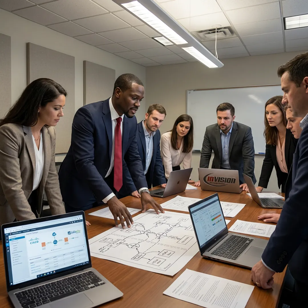 Business network planning session with IT consultant