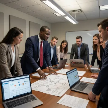 Business network planning session with IT consultant