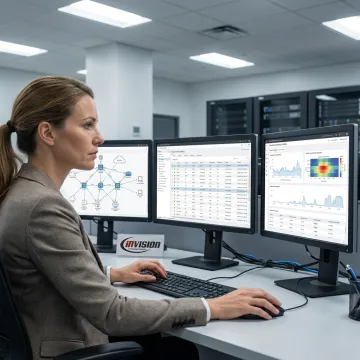 Engineer reviewing SD-WAN network configuration