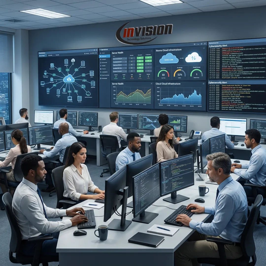 IT team managing business network infrastructure