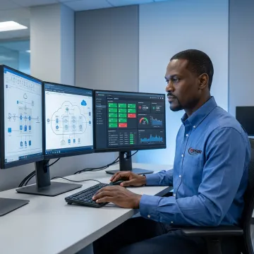 IT infrastructure consultant reviewing network systems