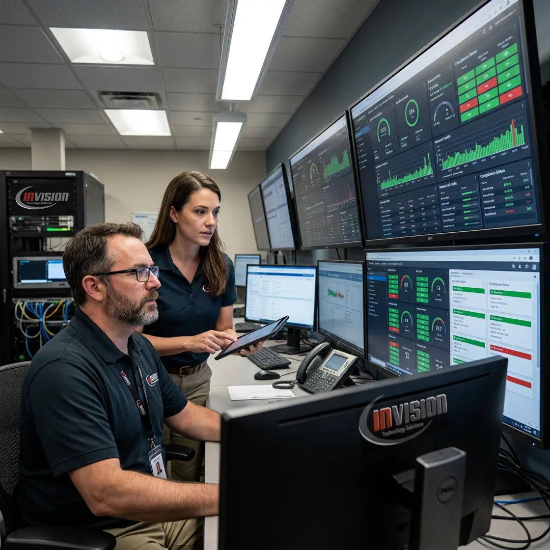 Healthcare IT support team managing secure medical systems