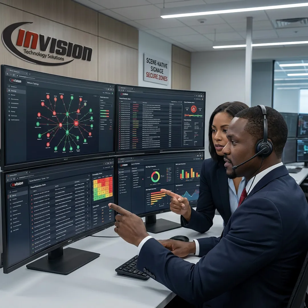 IT security team reviewing network risk assessment