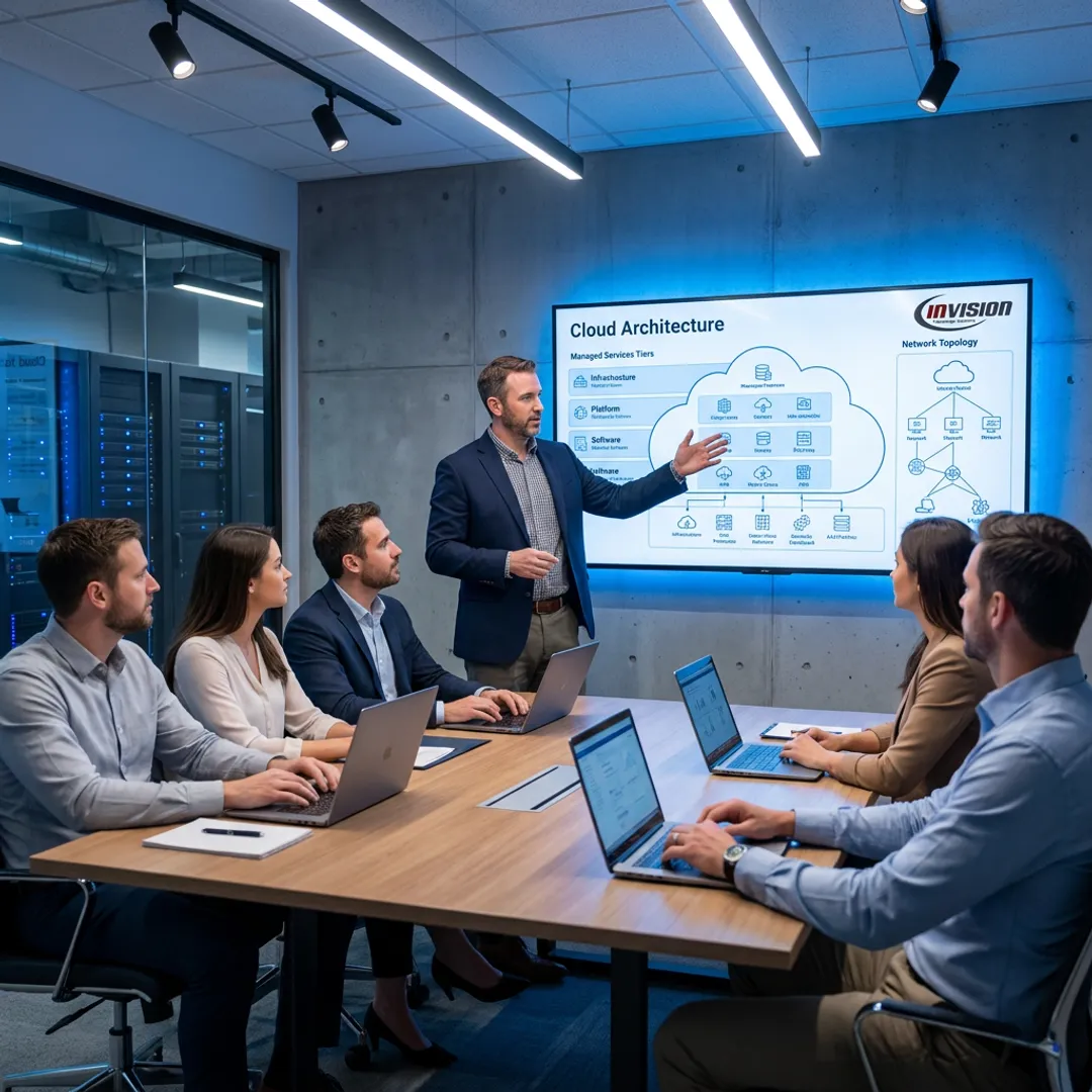 IT consultant explaining cloud strategy to business team