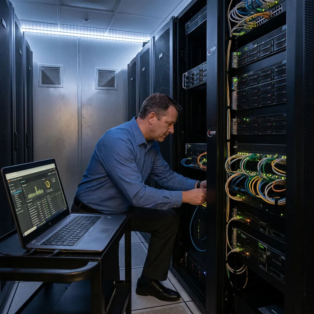 IT technician reviewing law firm network security