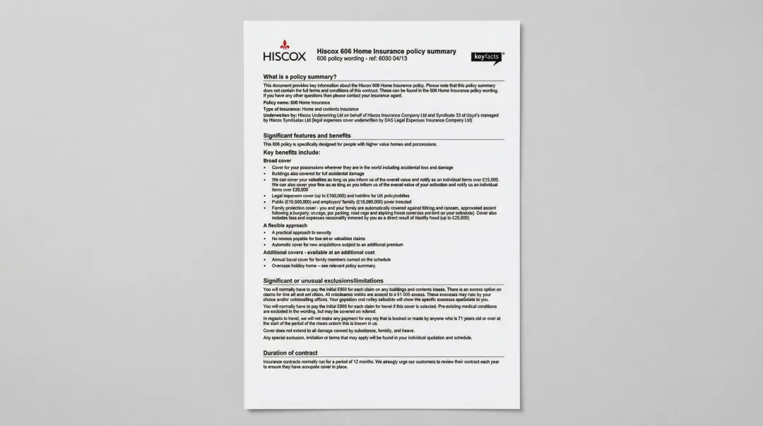 Danish home contents insurance policy document showing travel coverage terms abroad