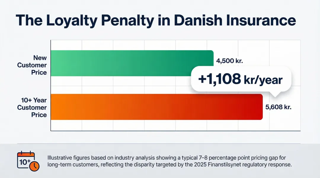 Danish insurance loyalty penalty showing long-term customers paying more than new customers