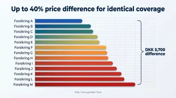 Danish insurer price comparison showing 40 percent spread across 13 providers