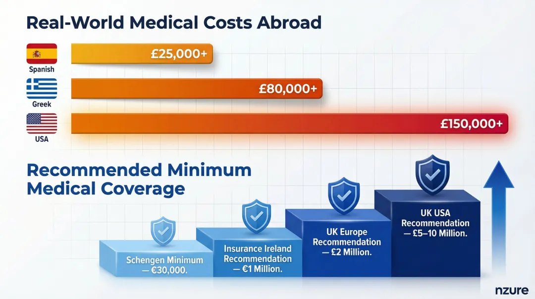 Travel insurance emergency medical coverage thresholds and real-world cost comparison by destination