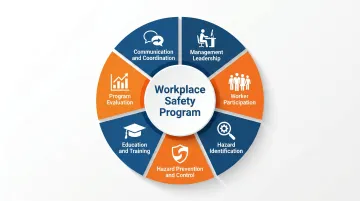 OSHA 7 core workplace safety program elements circular diagram infographic
